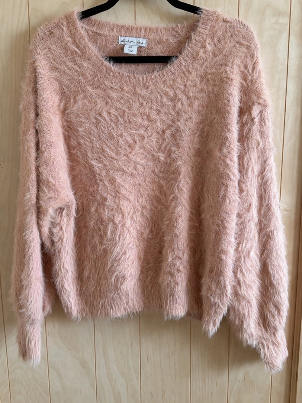 London Kaye Blush Pink Fuzzy Women's Sweater